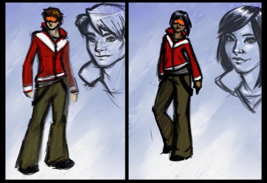 initial concept art for the male and female player characters for Survival Master